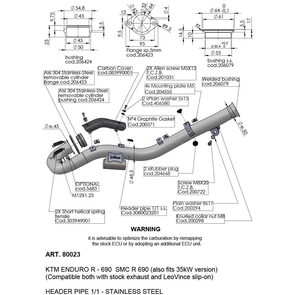 Header Pipes for KTM 690 SMC R 2019 - 2023