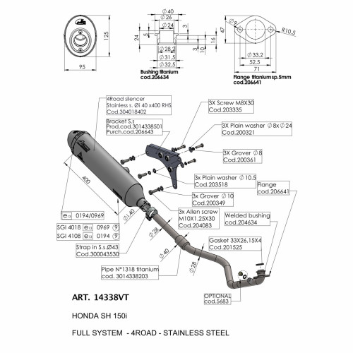 4ROAD BRUSHED TITANIUM HEADER